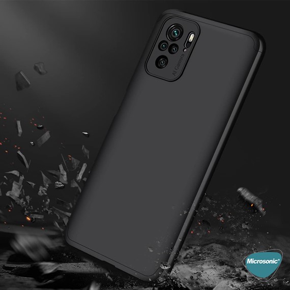 Microsonic Xiaomi Poco M5s Kılıf Double Dip 360 Protective Siyah Mavi 6