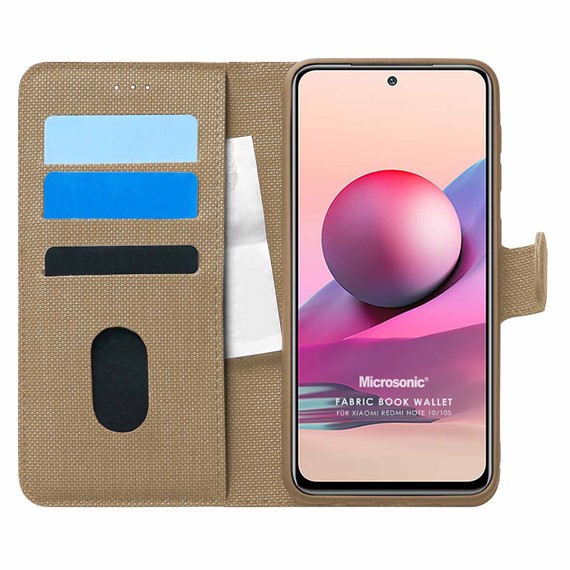 Microsonic Xiaomi Poco M5s Kılıf Fabric Book Wallet Gold 1