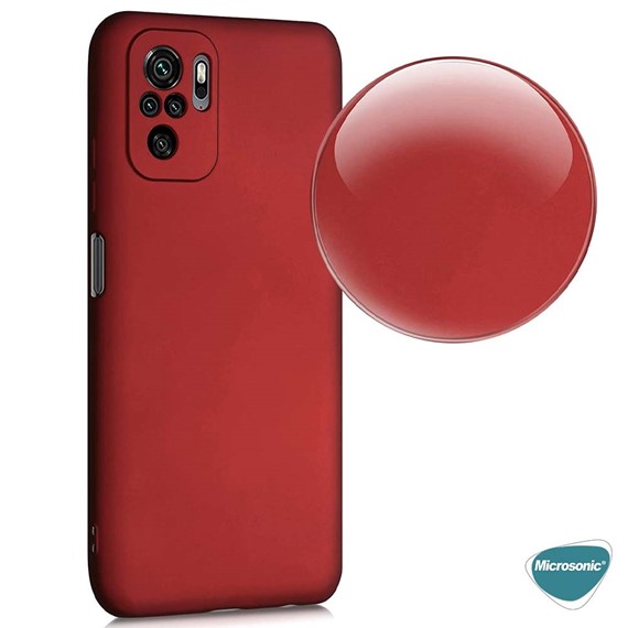 Microsonic Matte Silicone Xiaomi Redmi Note 10S Kılıf Kırmızı 4