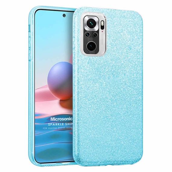 Microsonic Xiaomi Redmi Note 10 Kılıf Sparkle Shiny Mavi 1