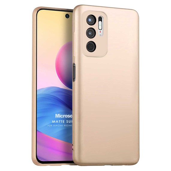 Microsonic Matte Silicone Xiaomi Redmi Note 10 5G Kılıf Gold 1