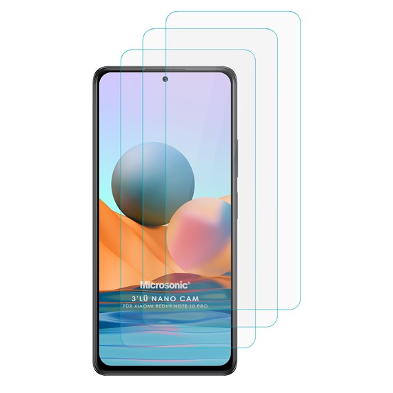 Microsonic Xiaomi Redmi Note 10 Pro Max Screen Protector Nano Glass Cam Ekran Koruyucu 3 lü Paket 2