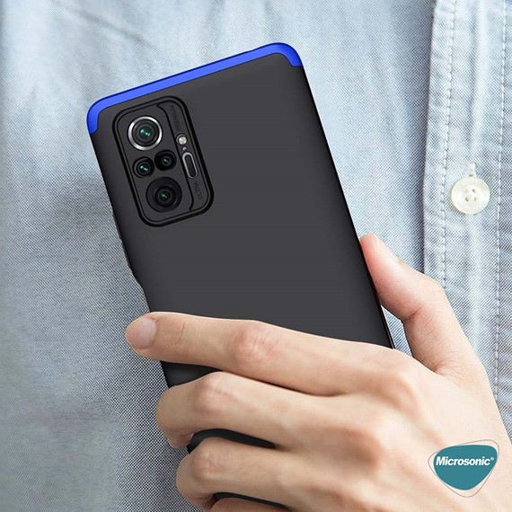 Microsonic Xiaomi Redmi Note 10 Pro Max Kılıf Double Dip 360 Protective Siyah Kırmızı 5