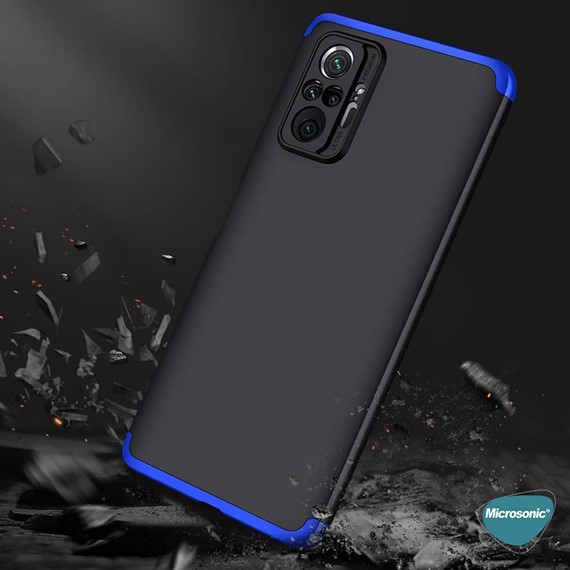 Microsonic Xiaomi Redmi Note 10 Pro Max Kılıf Double Dip 360 Protective Siyah Kırmızı 6