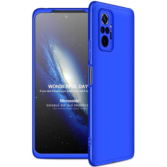 Microsonic Xiaomi Redmi Note 10 Pro Max Kılıf Double Dip 360 Protective Mavi 1