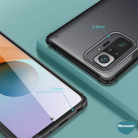 Microsonic Xiaomi Redmi Note 10 Pro Kılıf Frosted Frame Kırmızı 2