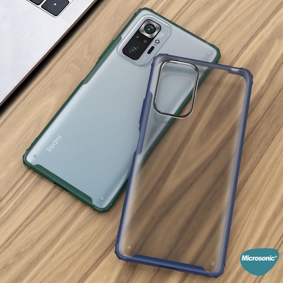 Microsonic Xiaomi Redmi Note 10 Pro Kılıf Frosted Frame Yeşil 6