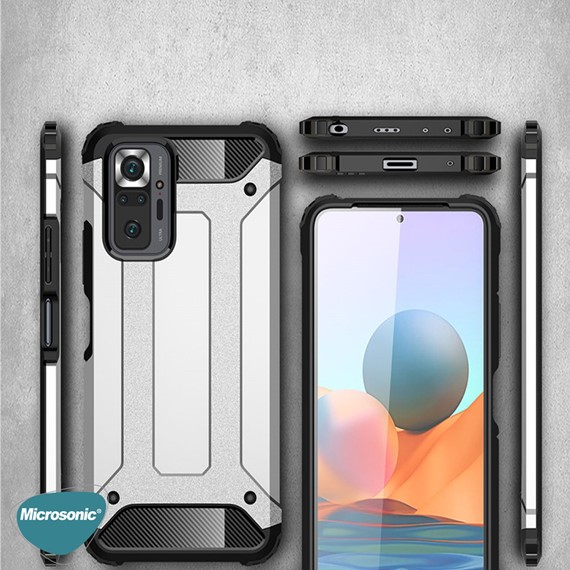 Microsonic Xiaomi Redmi Note 10 Pro Kılıf Rugged Armor Siyah 6