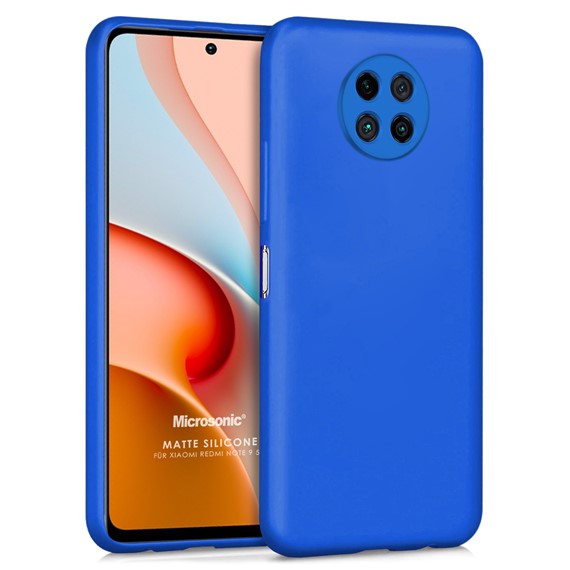 Microsonic Matte Silicone Xiaomi Redmi Note 9 5G Kılıf Mavi 1