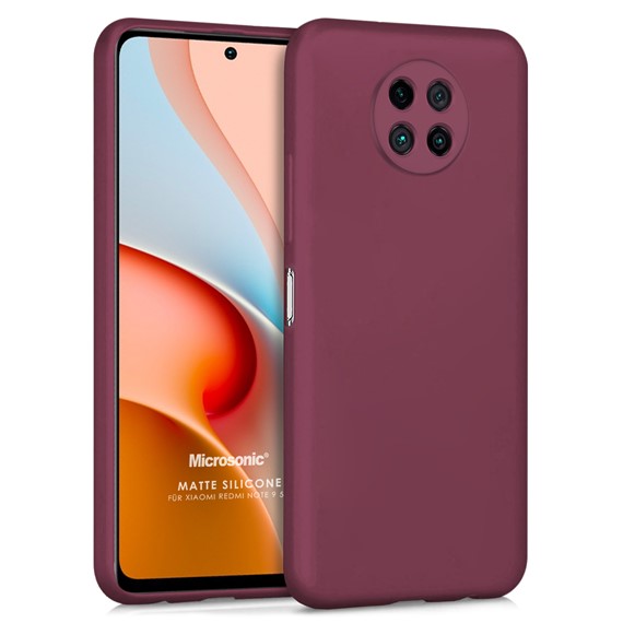 Microsonic Matte Silicone Xiaomi Redmi Note 9 5G Kılıf Mor 1