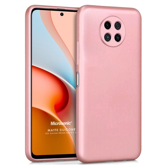 Microsonic Matte Silicone Xiaomi Redmi Note 9 5G Kılıf Rose Gold 1