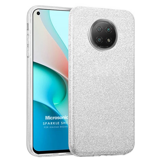 Microsonic Xiaomi Redmi Note 9 5G Kılıf Sparkle Shiny Gümüş 1