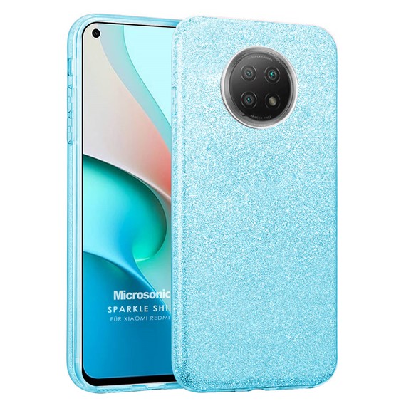 Microsonic Xiaomi Redmi Note 9 5G Kılıf Sparkle Shiny Mavi 1