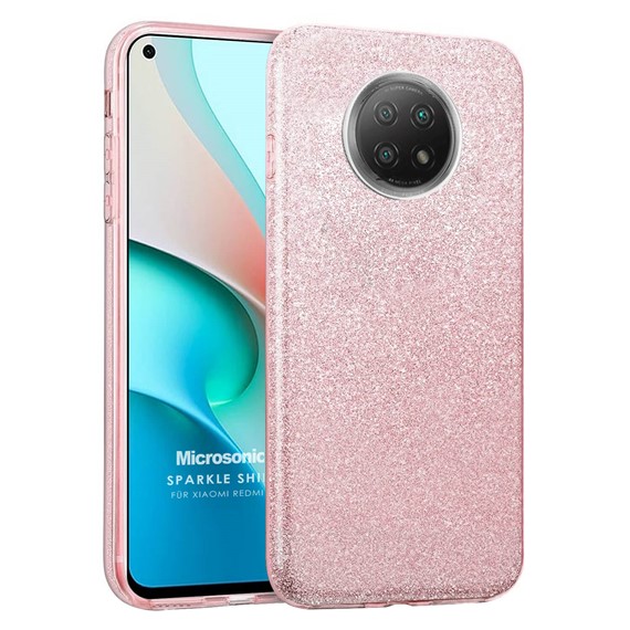 Microsonic Xiaomi Redmi Note 9 5G Kılıf Sparkle Shiny Rose Gold 1