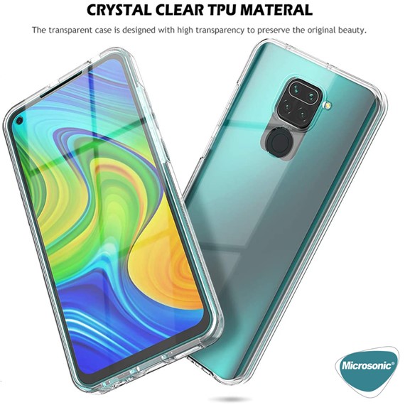 Microsonic Xiaomi Redmi Note 9 Kılıf 6 Tarafı Tam Full Koruma 360 Clear Soft Şeffaf 3