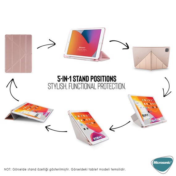 Microsonic Samsung Galaxy Tab S8 Plus X800 Kılıf Origami Pencil Rose Gold 5