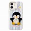 Microsonic Apple iPhone 11 Kılıf Stitched Puppy Plush Çizgili Penguen