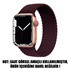 Microsonic Apple Watch Series 9 41mm Kordon Large Size 160mm Braided Solo Loop Band Koyu Bordo 2