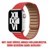 Microsonic Apple Watch Series 9 45mm Kordon Leather Link Band Kırmızı 2