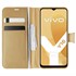 Microsonic Vivo Y16 Kılıf Delux Leather Wallet Gold 1