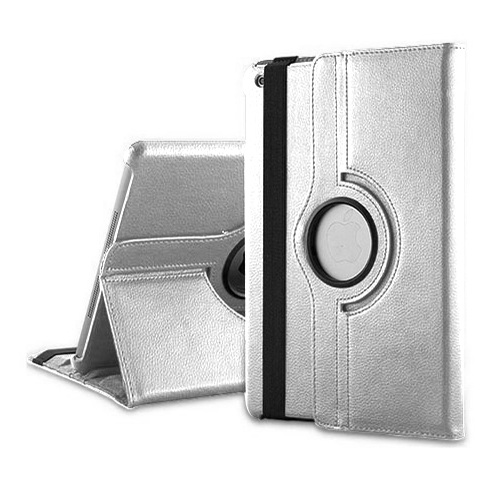 Microsonic 360 Rotating Stand Deri iPad Air 2 Kılıf Gümüş