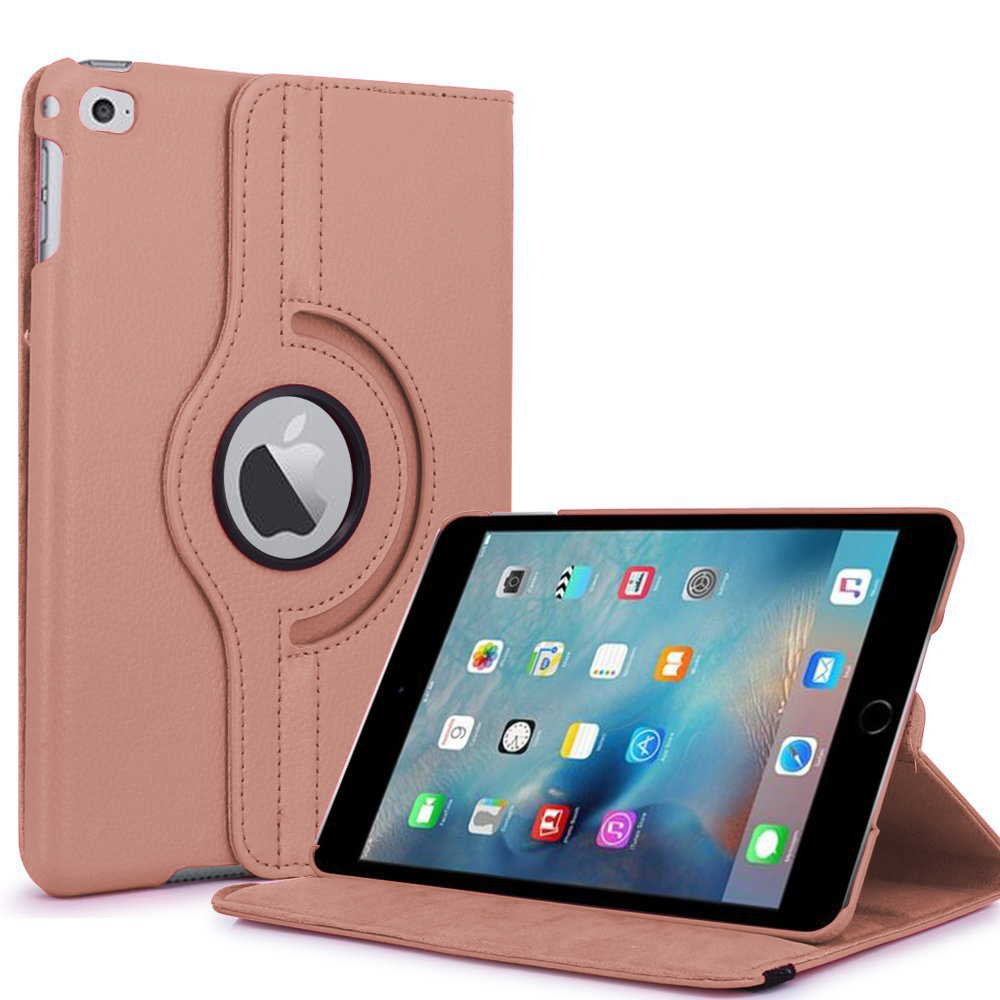 Microsonic iPad Mini 4 Kılıf 360 Dönerli Stand Deri Rose Gold