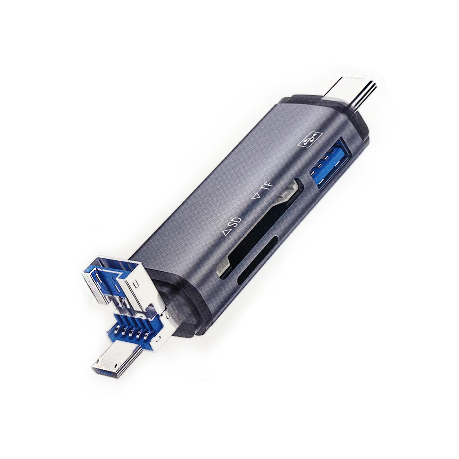 Microsonic 3 IN 1 OTG Kard Okuyucu USB Micro USB Type-C Çevirici Gri