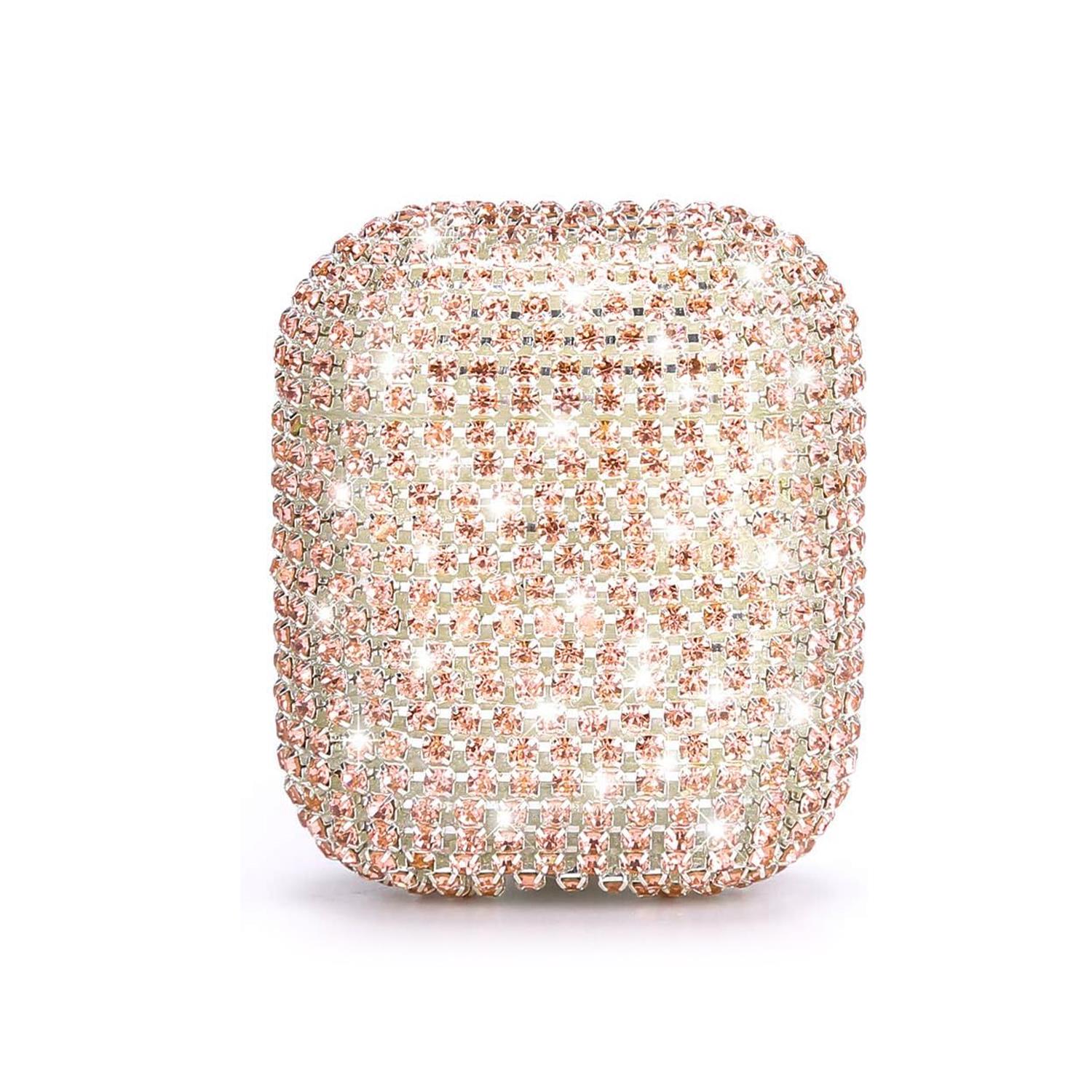 Microsonic AirPods 1 Nesil 2 Nesil Kılıf Diamond Swarovski Görünümlü Taşlı Rose Gold