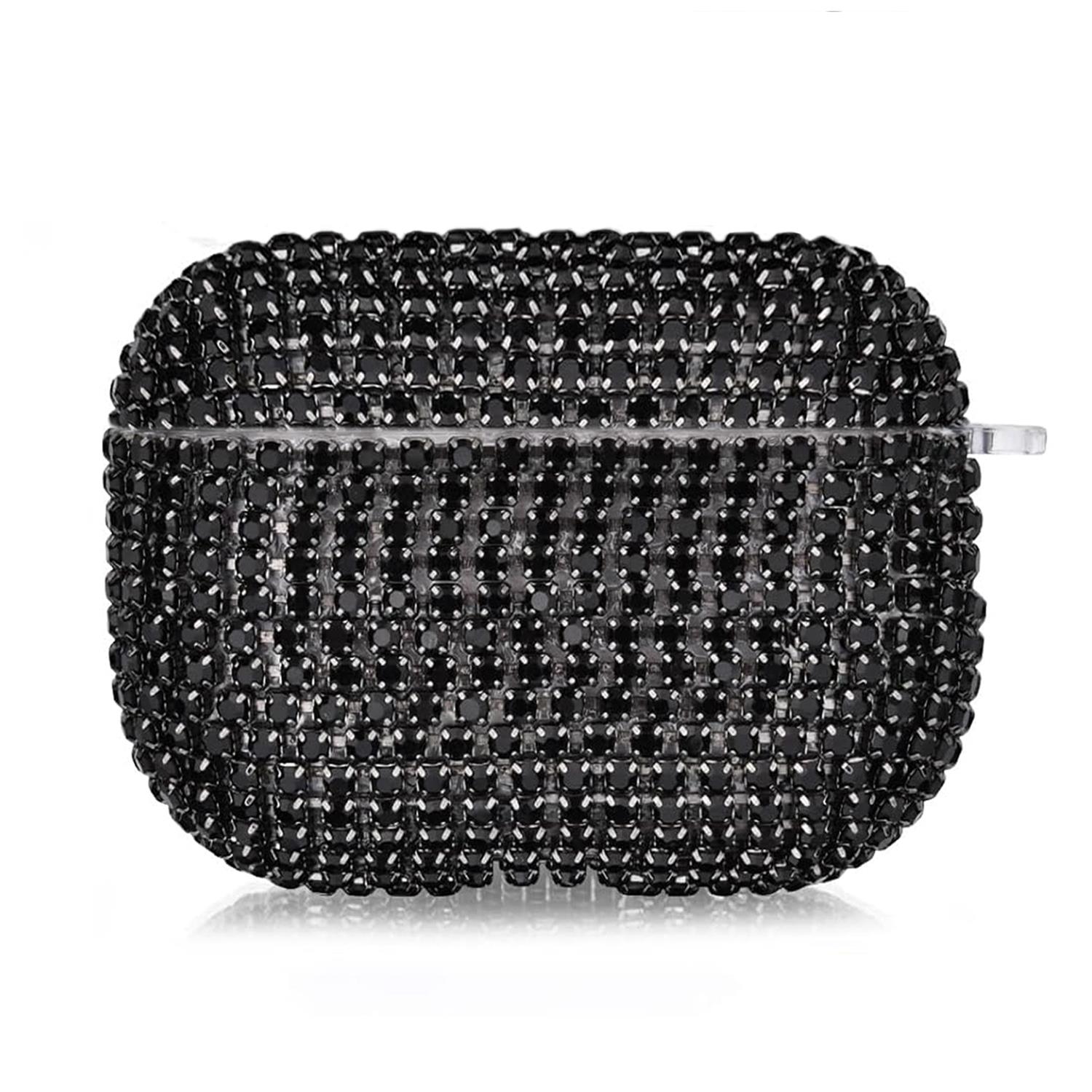 Microsonic Apple Airpods 4 Nesil ANC Kılıf Diamond Swarovski Görünümlü Taşlı Siyah