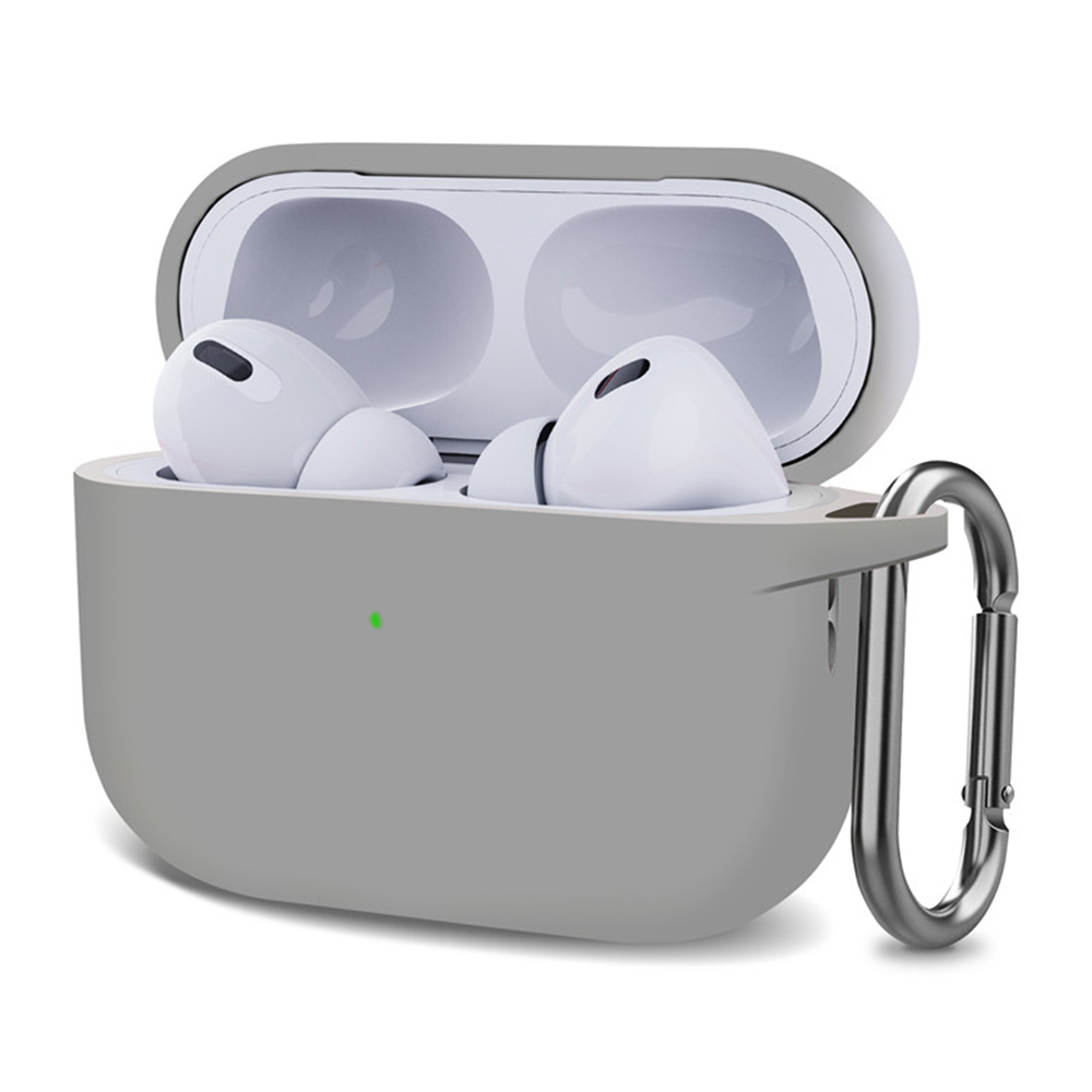 Microsonic AirPods Pro 2 Nesil Kılıf Askılı Mat Silikon Açık Gri