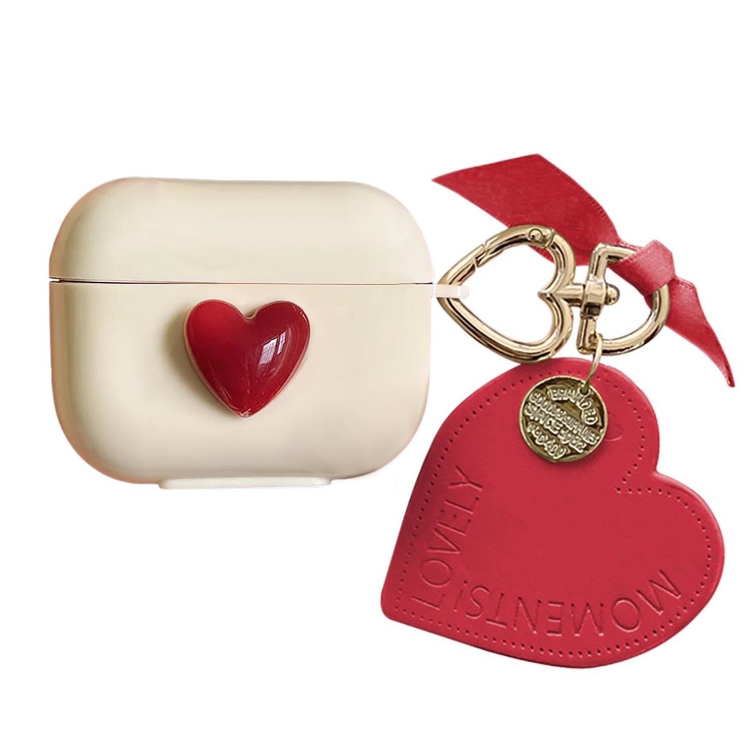 Microsonic Airpods Pro 3 Kılıf Süslü Kalp Desenli Kırmızı