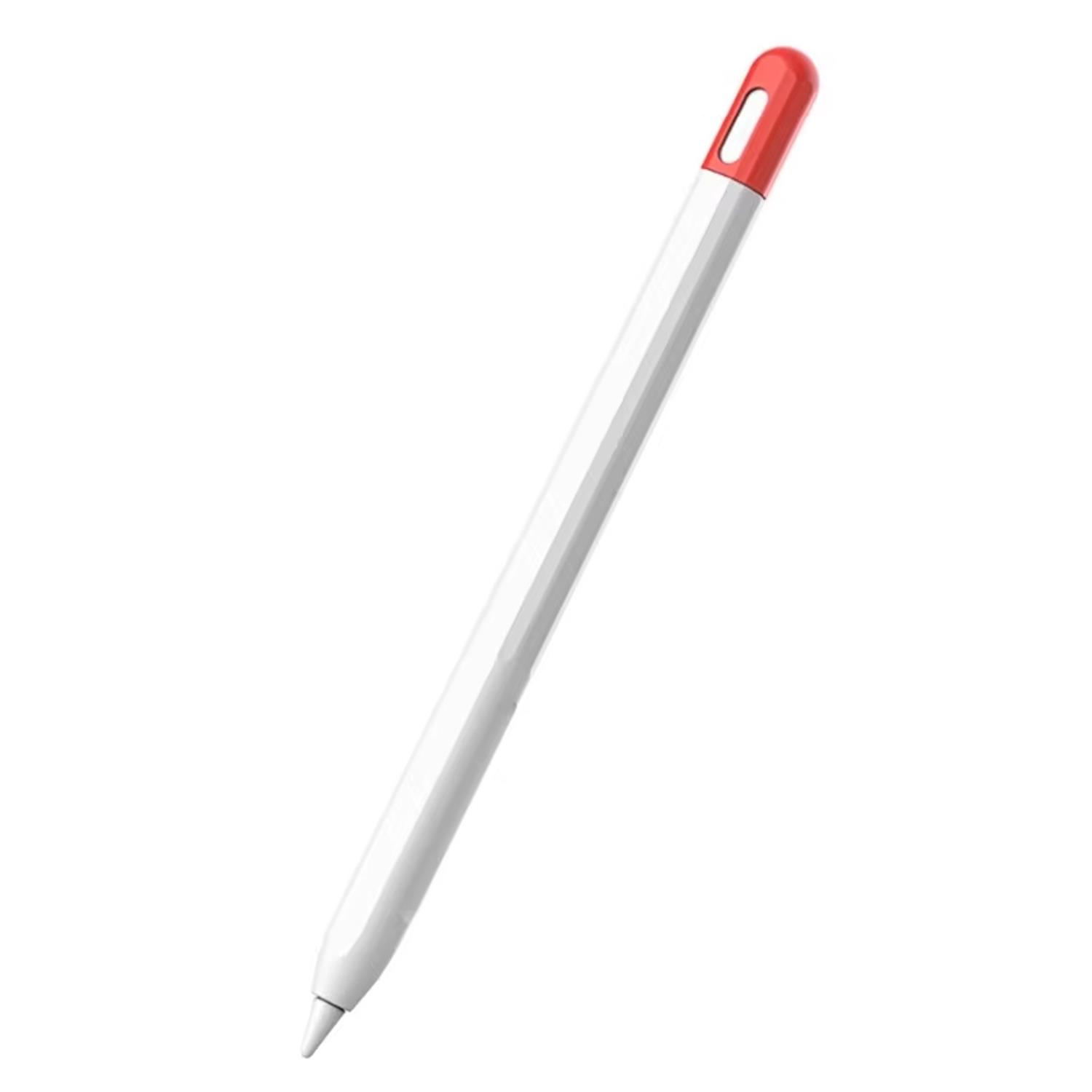 Microsonic Apple Pencil Pro Kılıf Mat Silikon Kırmızı Beyaz
