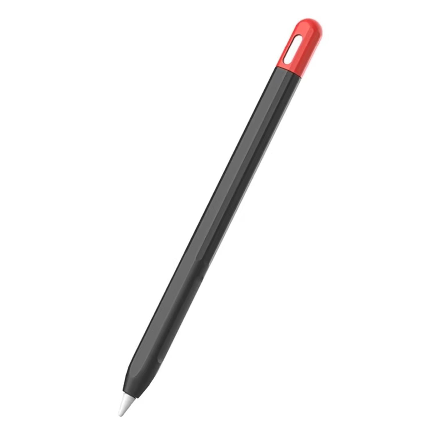 Microsonic Apple Pencil Pro Kılıf Mat Silikon Kırmızı Siyah