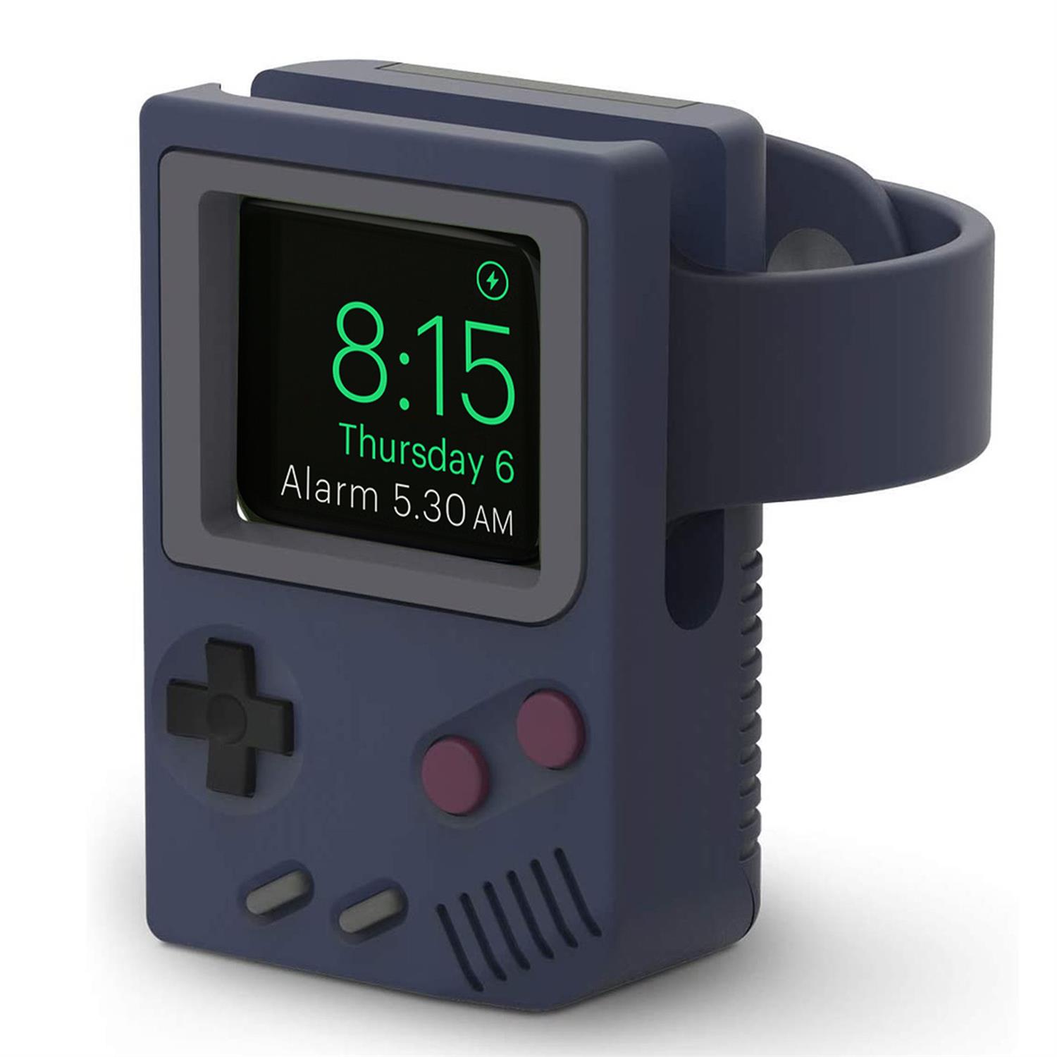 Microsonic Apple Watch 10 46mm Masaüstü Şarj Standı Gameboy Lacivert