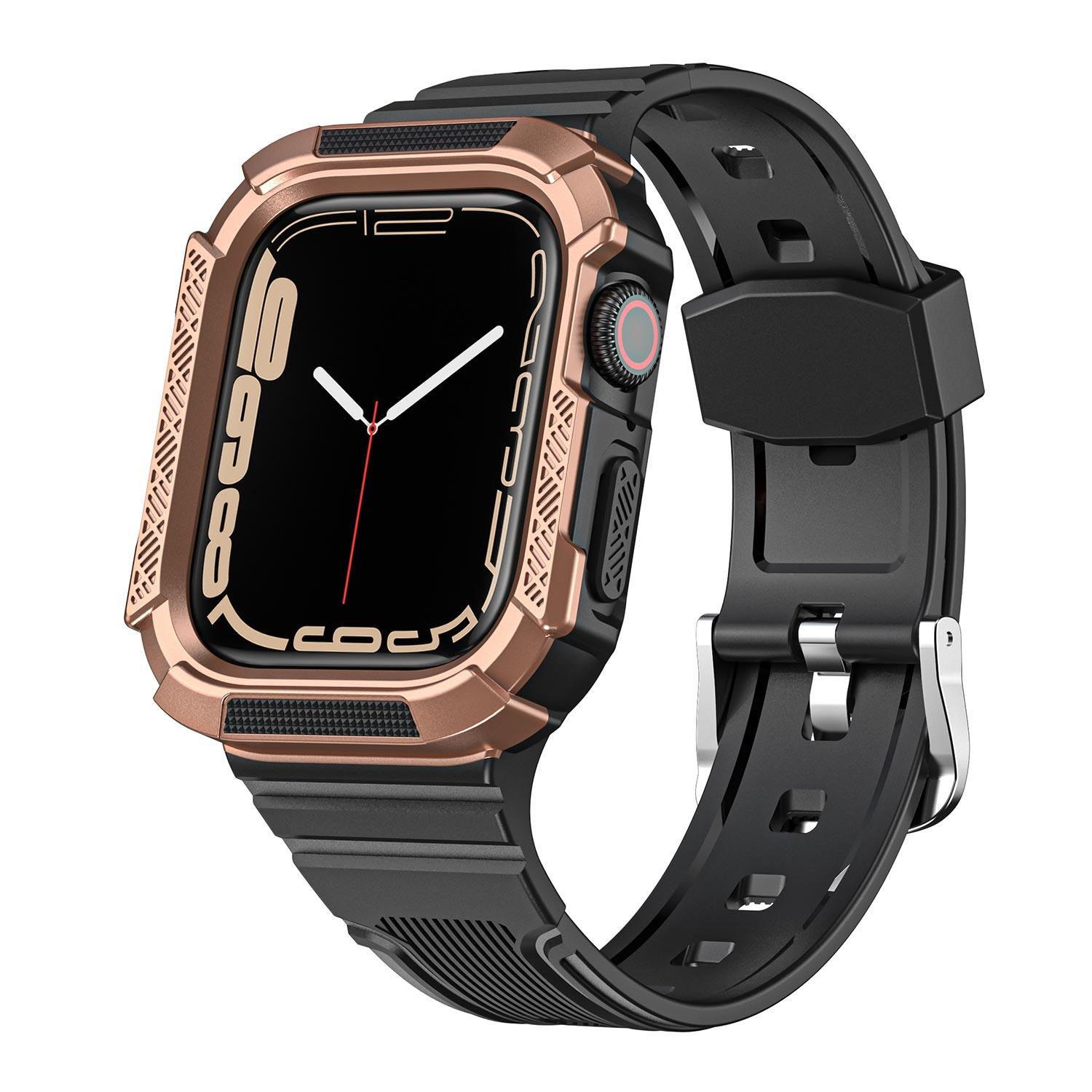 Microsonic Apple Watch 9 45mm Kordon Dual Apex Resist Siyah Rose