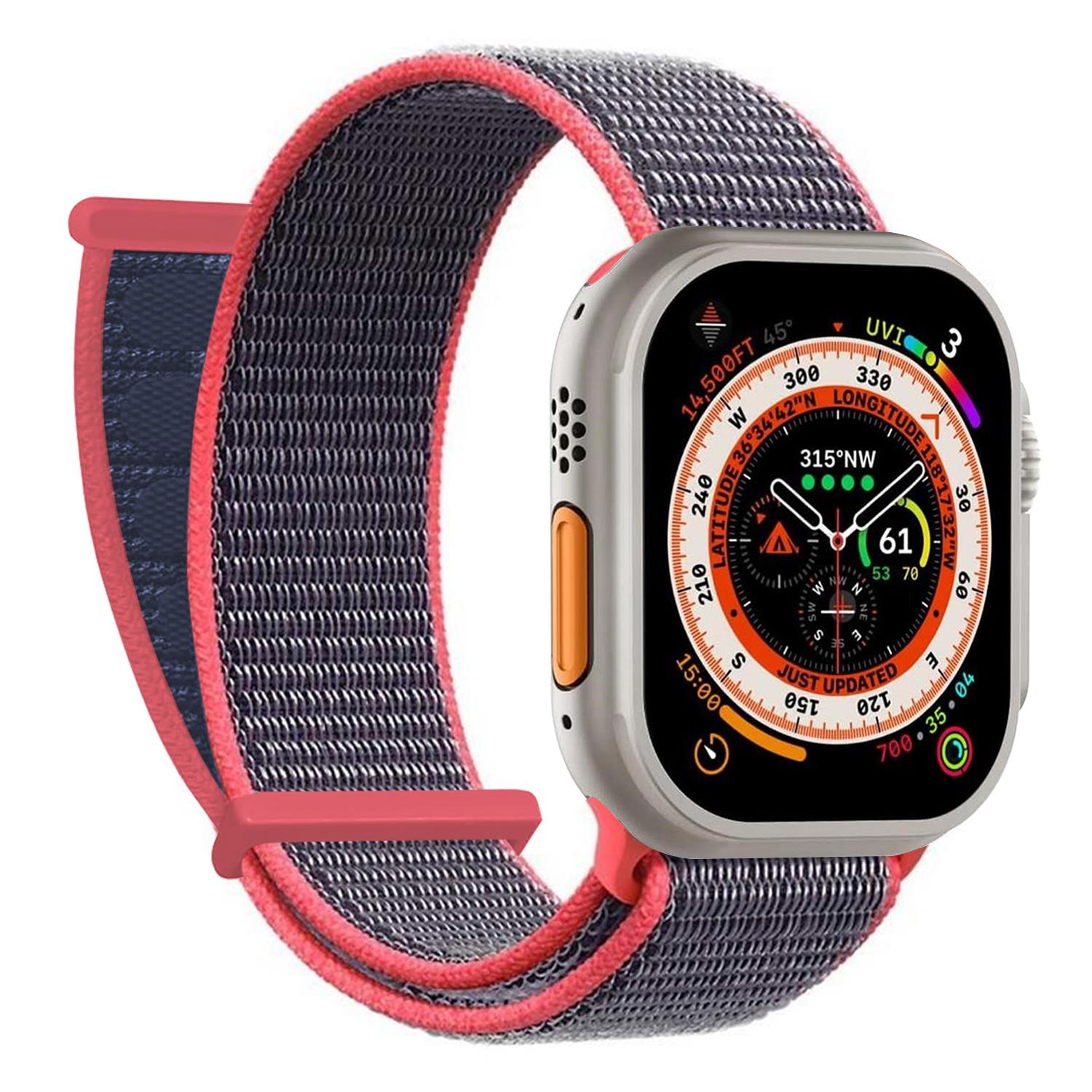 Microsonic Apple Watch SE 2022 40mm Hasırlı Kordon Woven Koyu Pembe