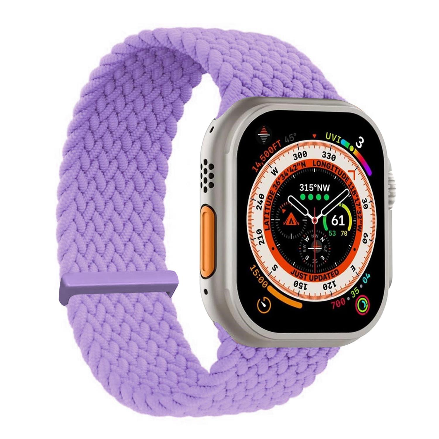 Microsonic Apple Watch SE 2022 40mm Kordon Large Size 160mm Knitted Fabric Single Loop Lila