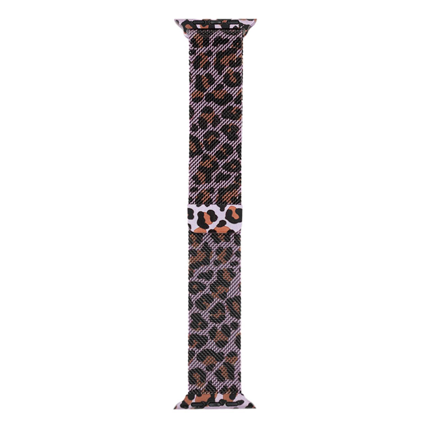 Microsonic Apple Watch Series 10 46mm Kordon Luxe Metal Leopard Lila
