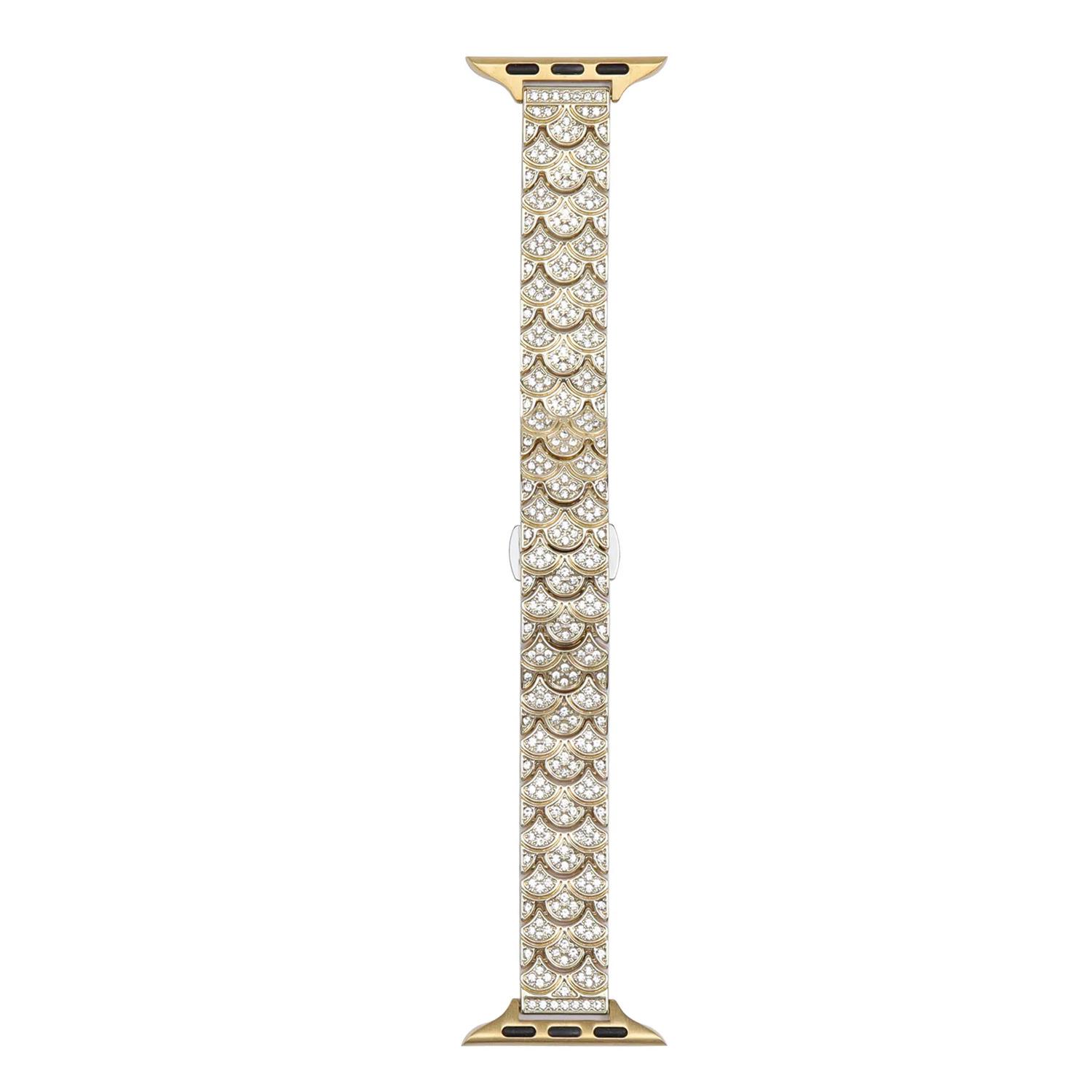 Microsonic Apple Watch Series 12 46mm Kordon Metal Fish Tail Style Gold