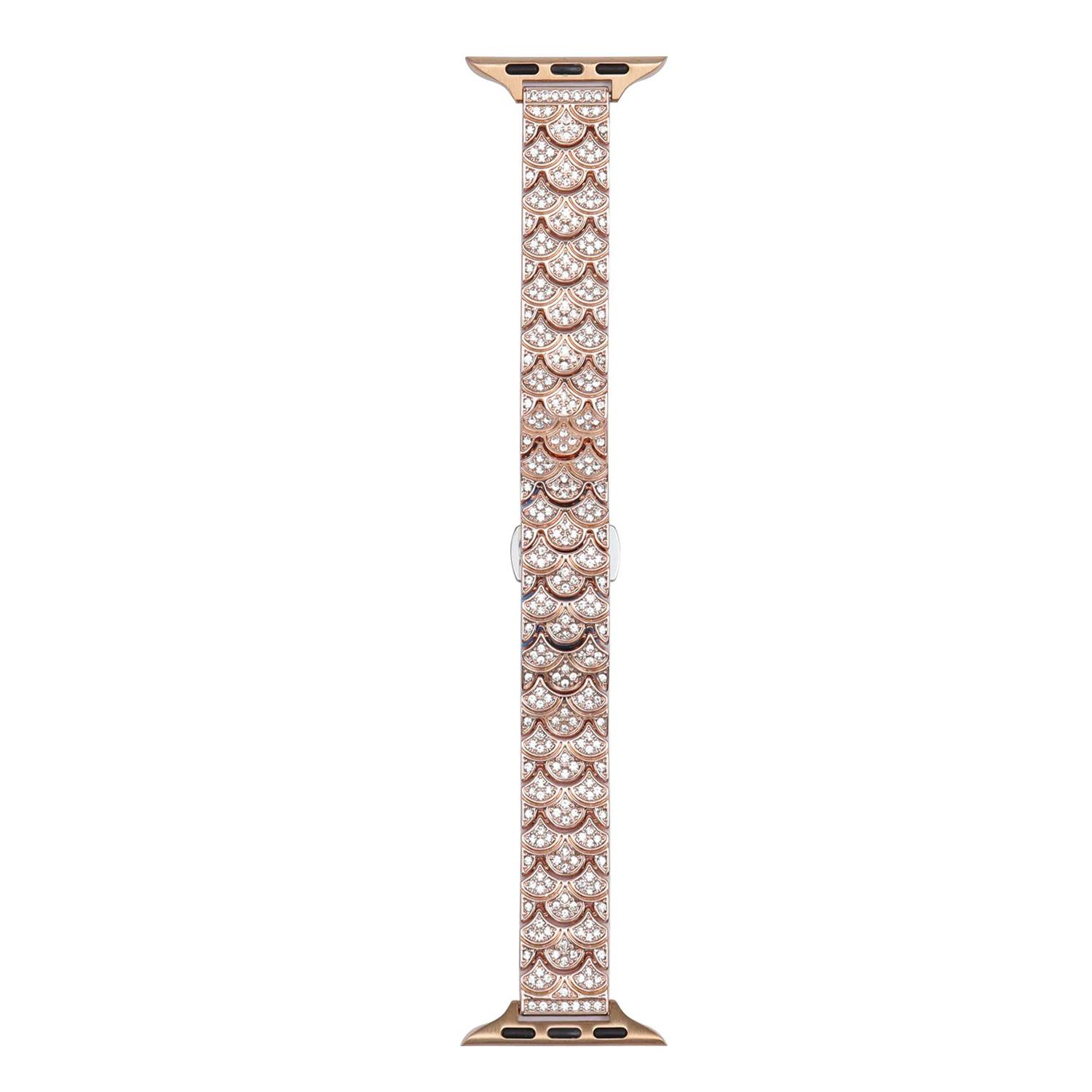 Microsonic Apple Watch Series 12 46mm Kordon Metal Fish Tail Style Rose Gold