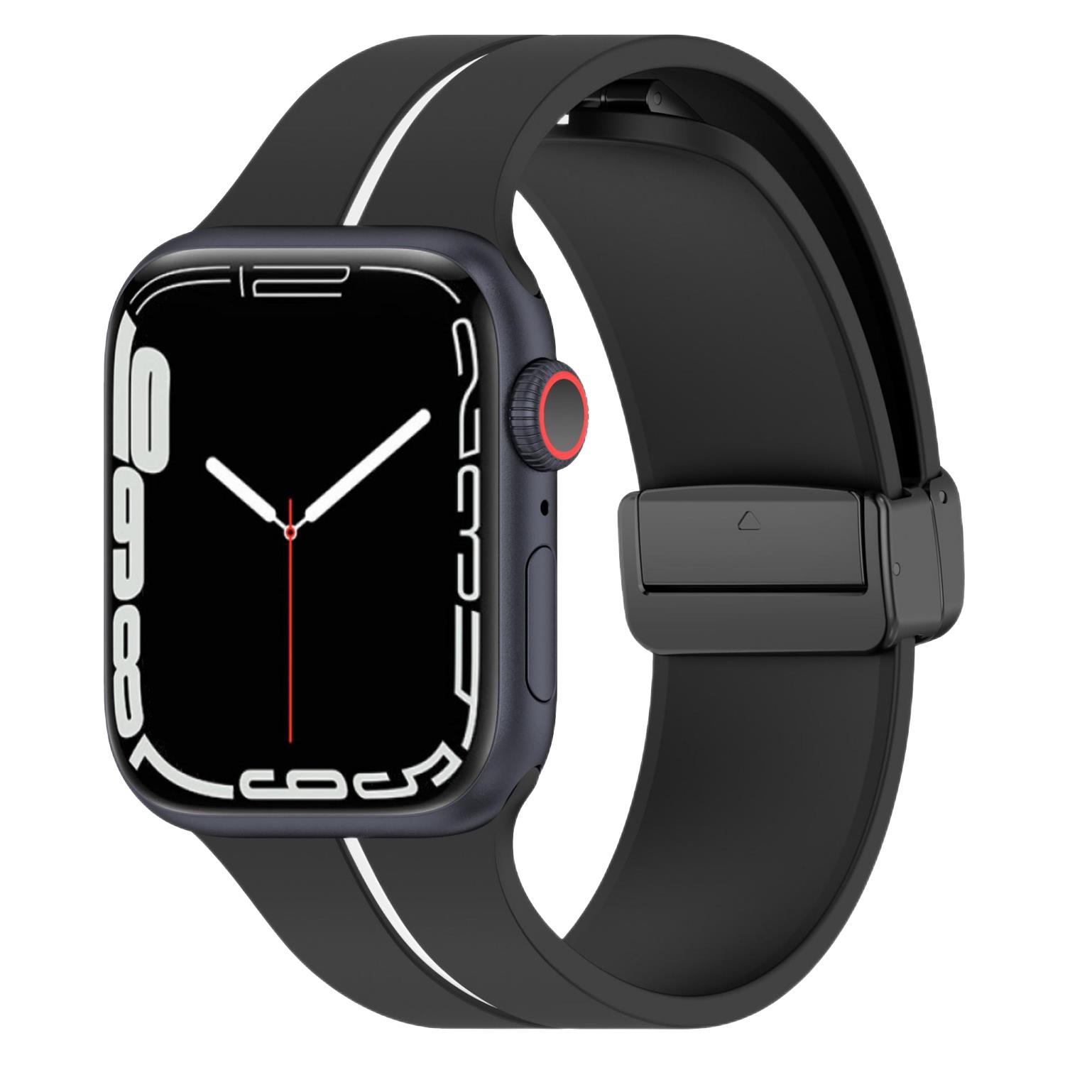 Microsonic Apple Watch Ultra 2 Kordon Ribbon Line Siyah Beyaz