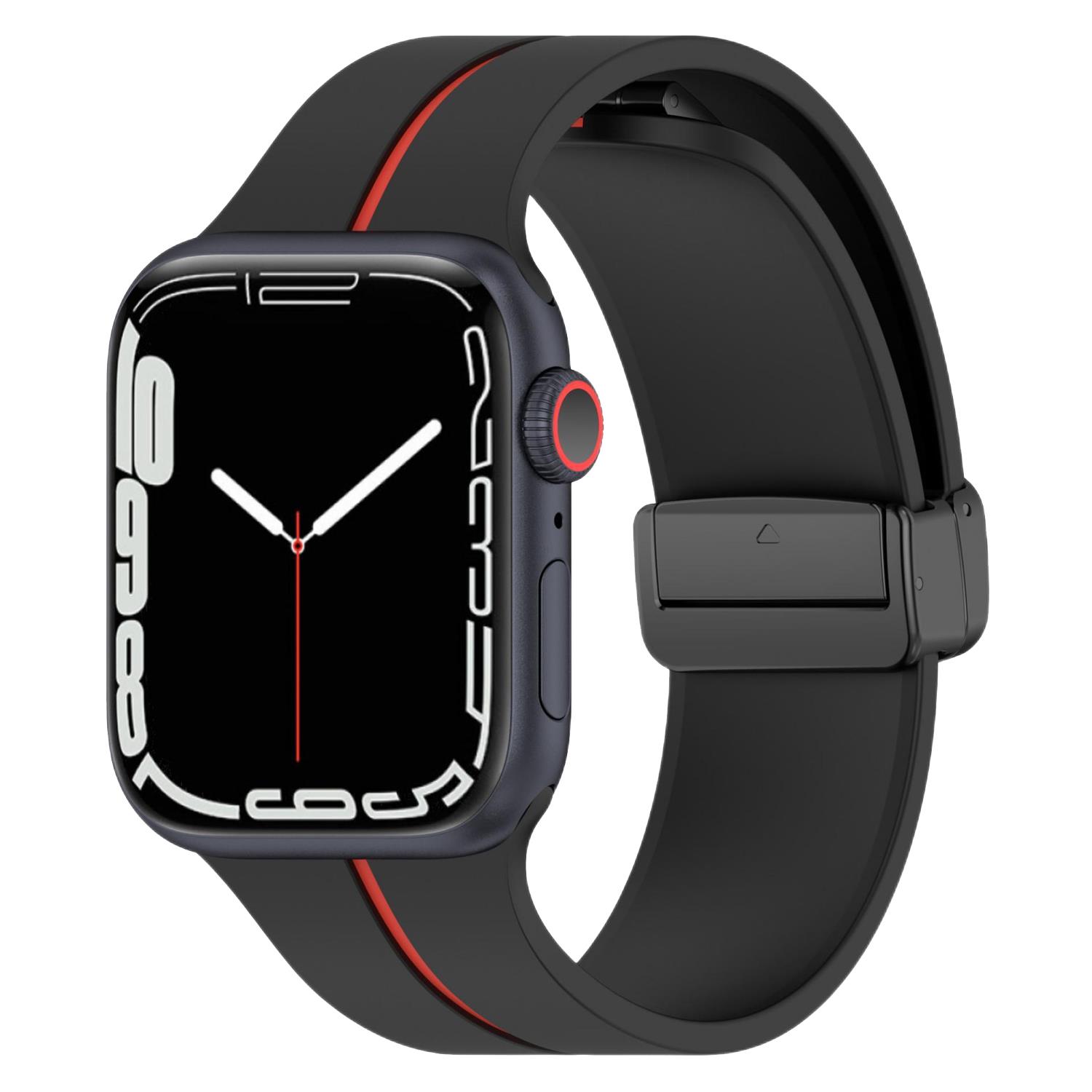 Microsonic Apple Watch Ultra 2 Kordon Ribbon Line Siyah Kırmızı