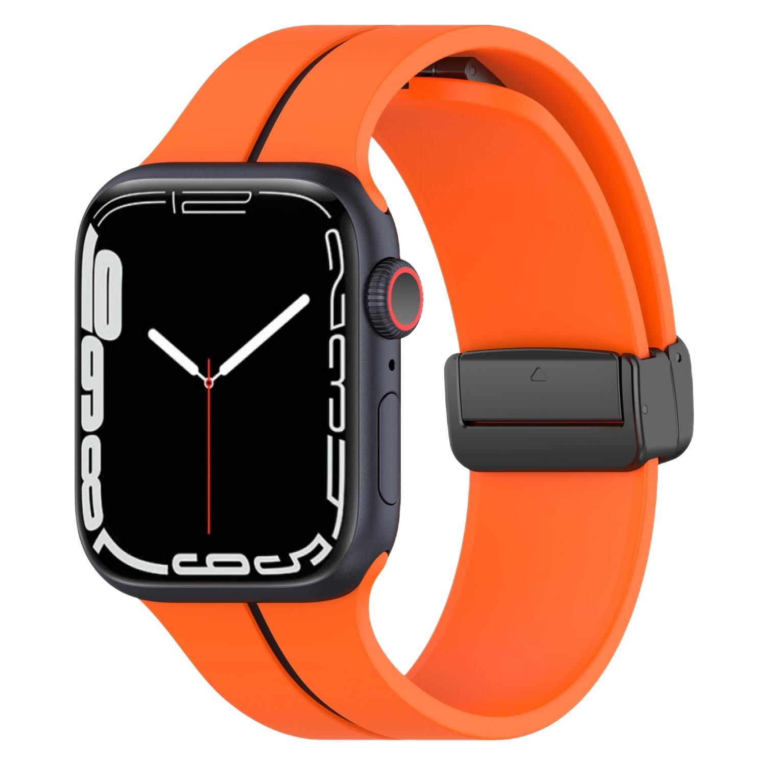 Microsonic Apple Watch Ultra 2 Kordon Ribbon Line Turuncu Siyah