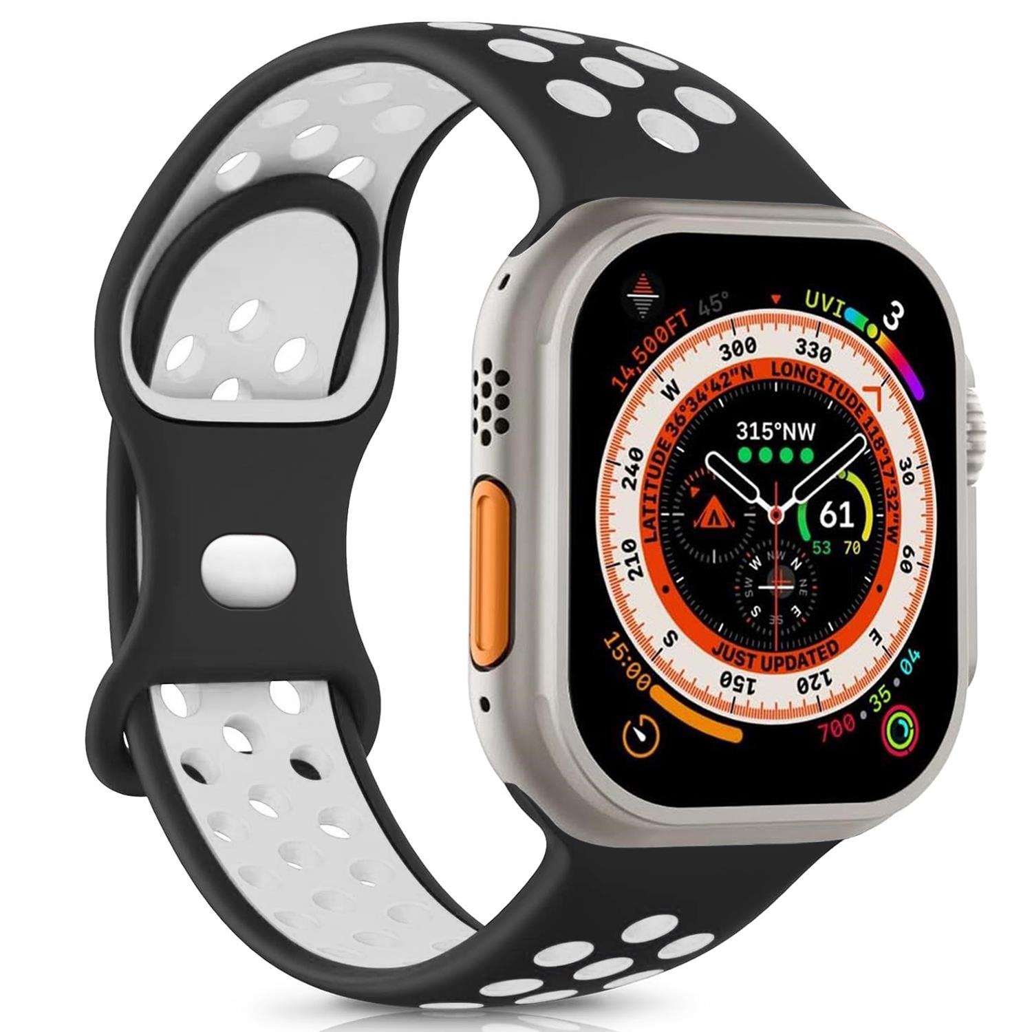 Microsonic Apple Watch Series 5 40mm Kordon Rainbow Band Siyah Beyaz