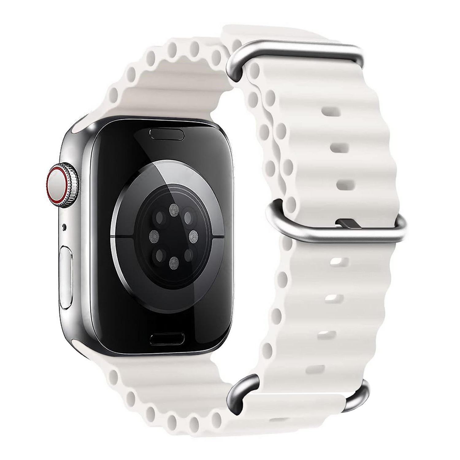 Microsonic Apple Watch Series 6 40mm Kordon Aqua Belt Beyaz