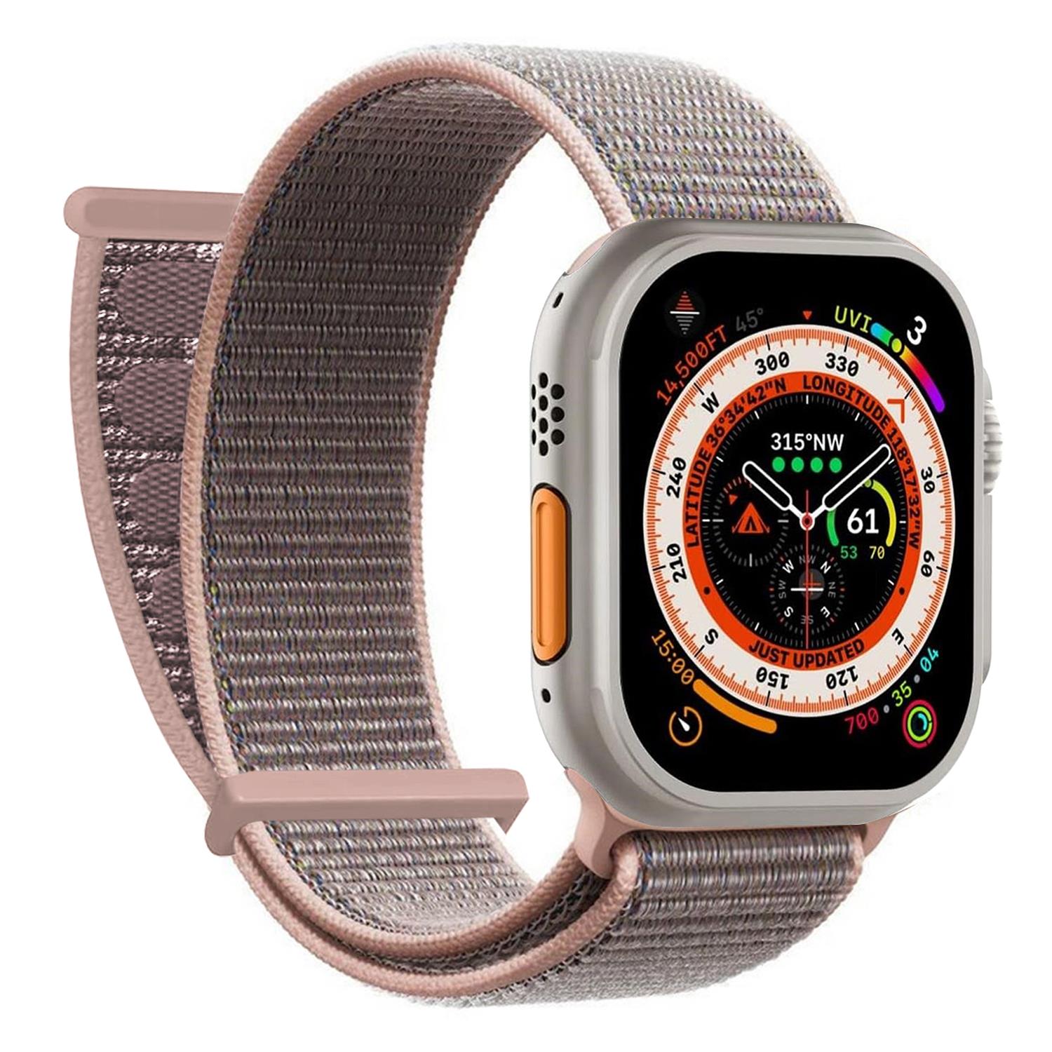 Microsonic Apple Watch Series 6 44mm Hasırlı Kordon Woven Rose Gold