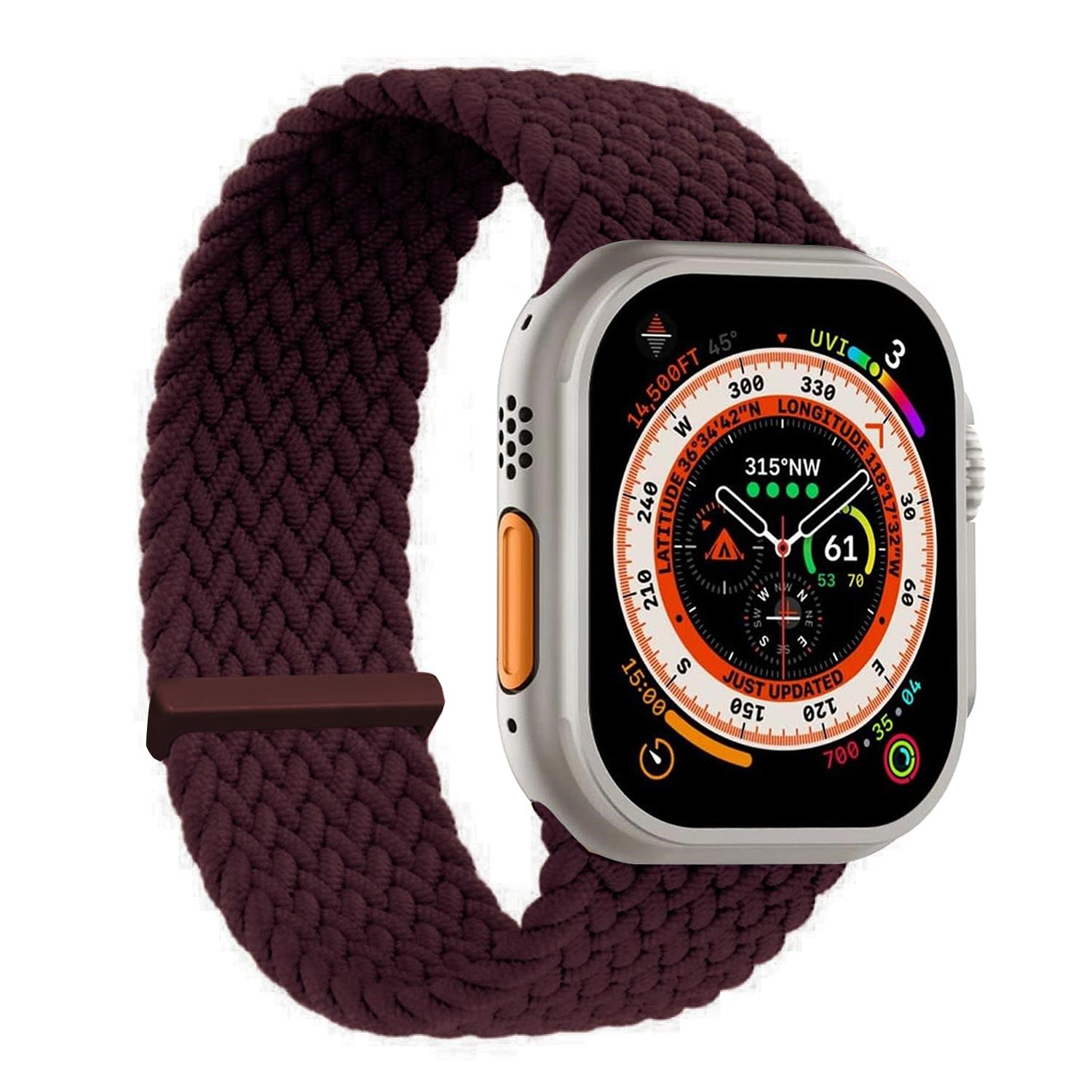 Microsonic Apple Watch Series 7 41mm Kordon Small Size 127mm Knitted Fabric Single Loop Koyu Bordo