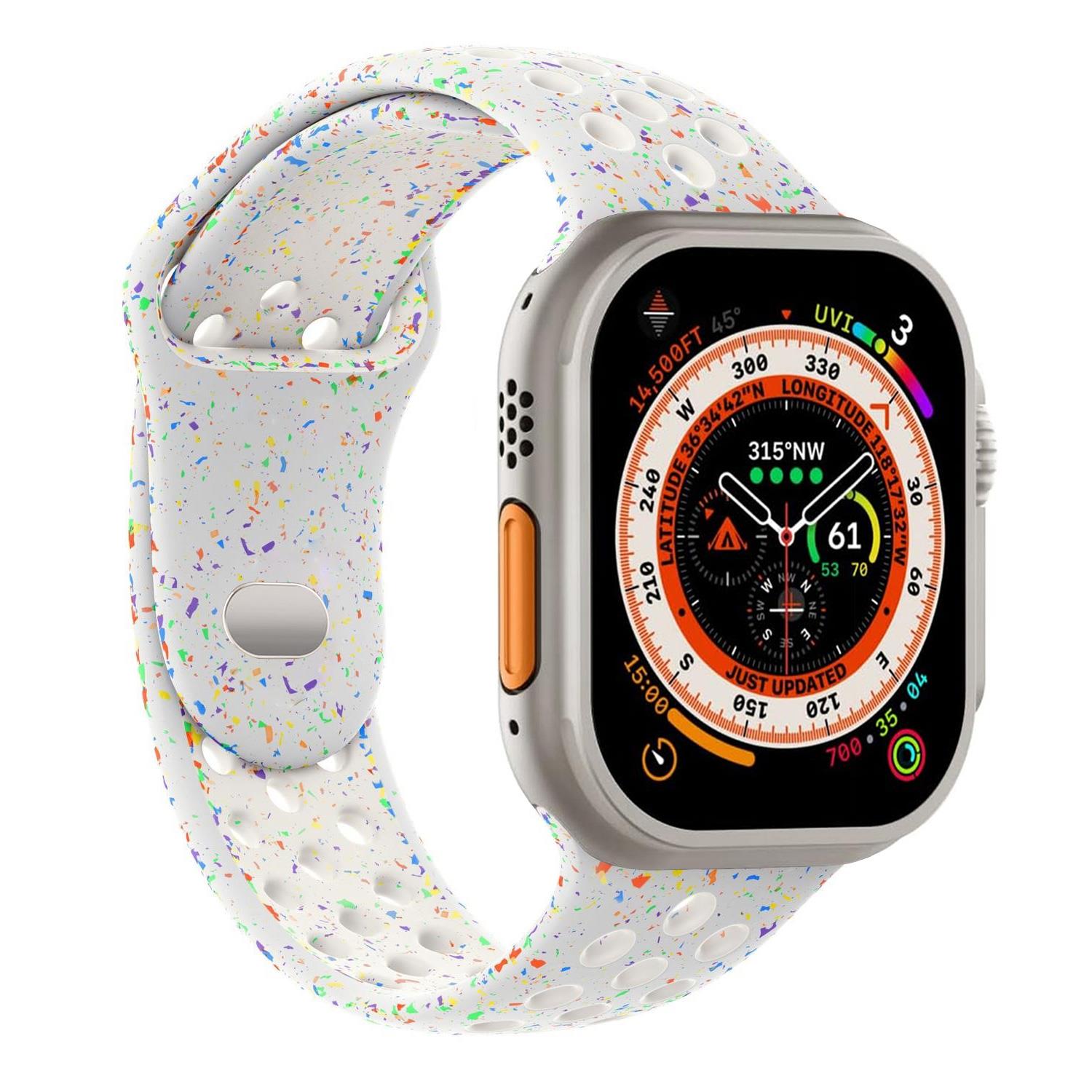 Microsonic Apple Watch Series 8 45mm Kordon Flame Circle Beyaz