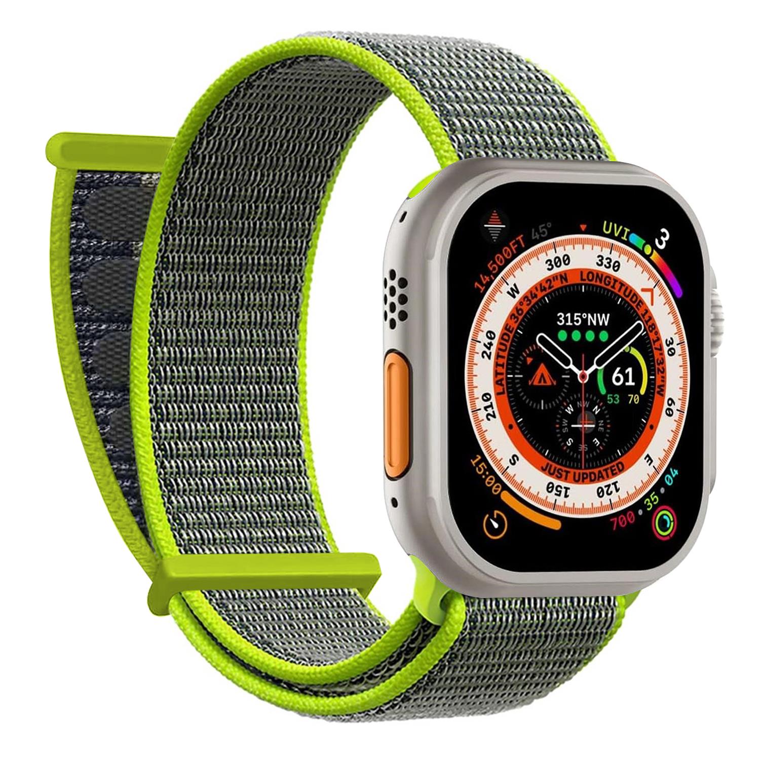 Microsonic Apple Watch Series 9 41mm Hasırlı Kordon Woven Koyu Yeşil