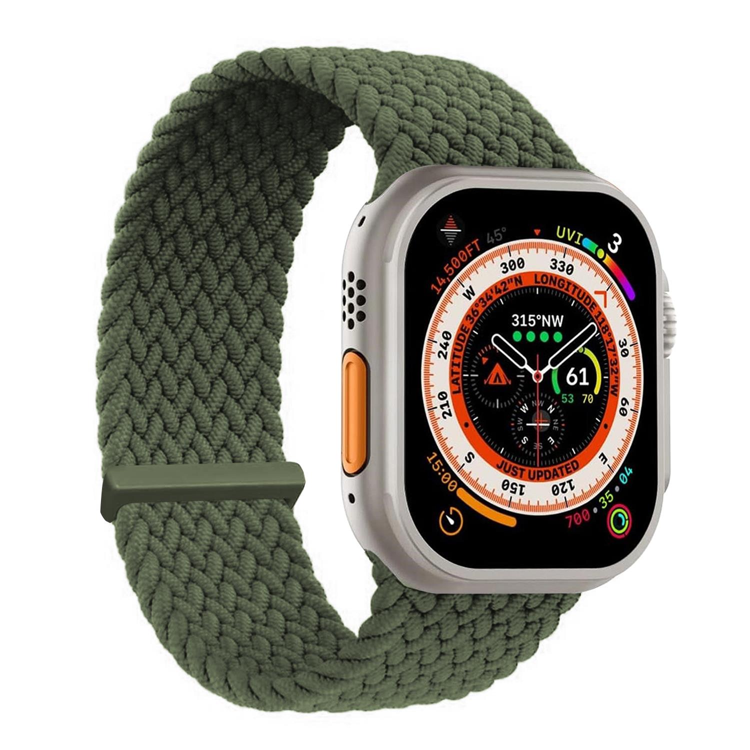 Microsonic Apple Watch Series 9 41mm Kordon Medium Size 147mm Knitted Fabric Single Loop Koyu Yeşil